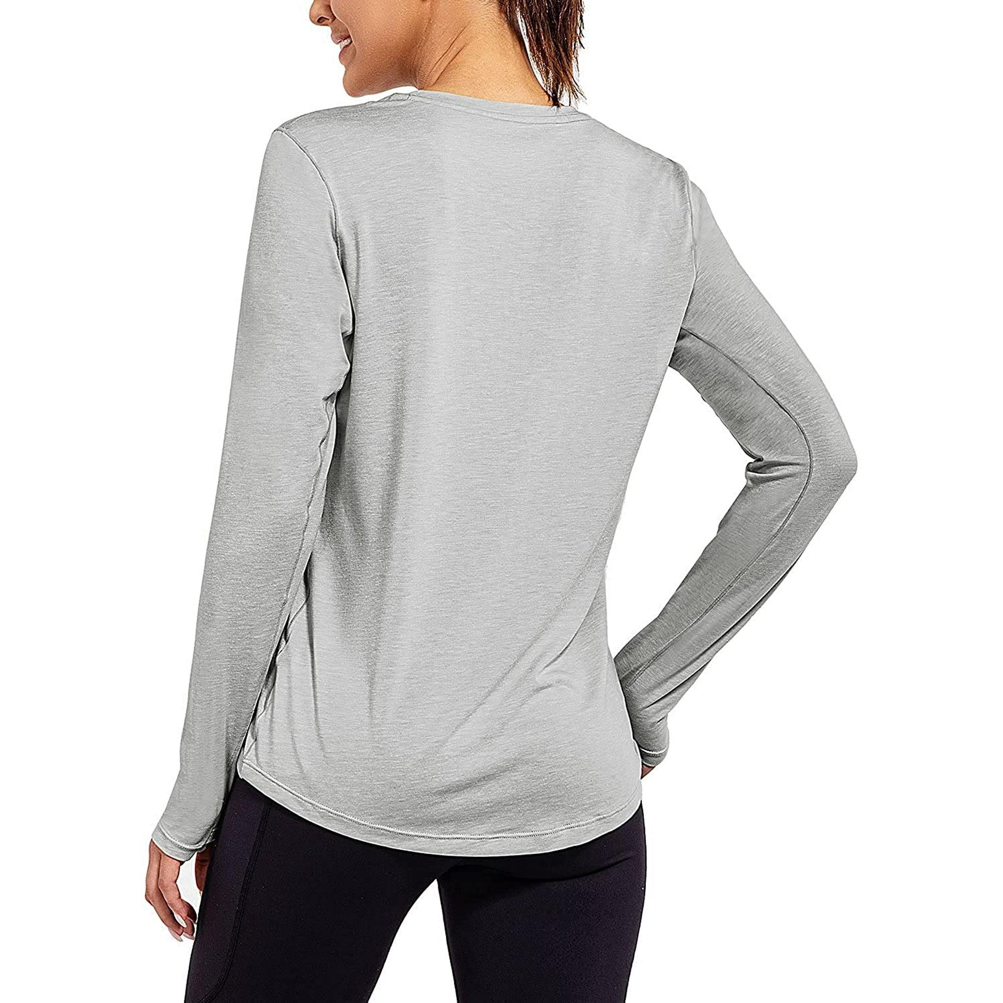 Women s Long Sleeve Workout Shirts Loose Active Tops Running Gym Exercise T Shirts with Thumb Hole
