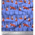 thumbnail image 1 of Soimoi Blue Poly Georgette Fabric Artistic Tree & Wolf Animal Print Sewing Fabric Yard 42 Inch Wide, 1 of 5