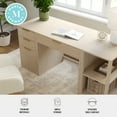 thumbnail image 4 of Martha Stewart Home Office Modular Single-Drawer Desk with 2 Tier Shelf and 3 Drawer File Cabinet in Light Natural with Brushed Gold Hardware, 4 of 11
