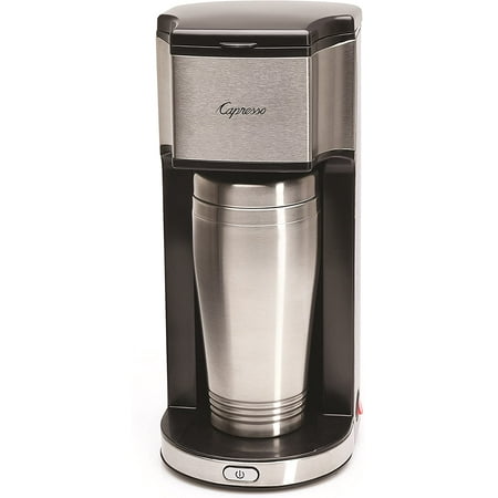 luxury Capresso 425 On-the-Go Personal Coffee Maker Silver/Black Stainless steel 16 oz