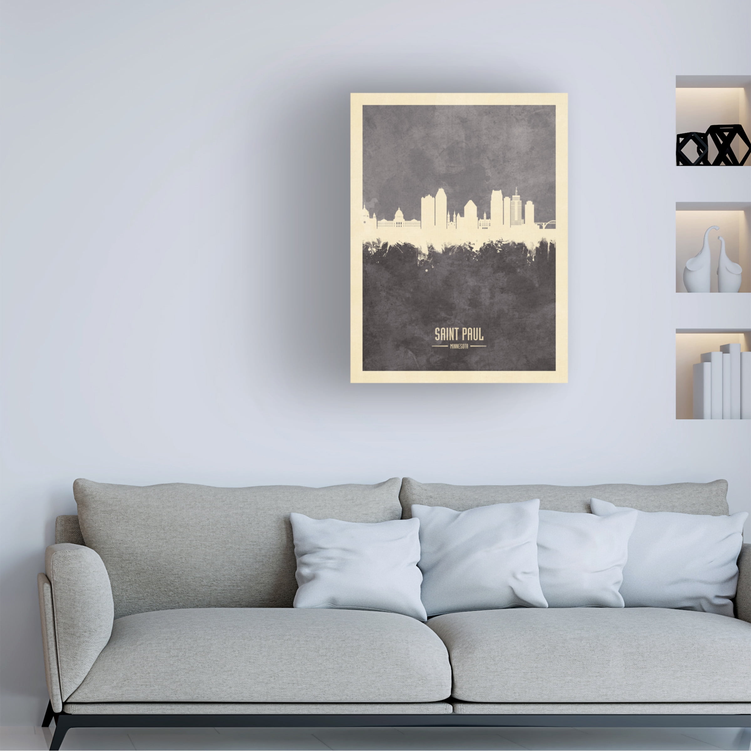 Michael Tompsett 'Saint Paul Minnesota Skyline Gray' Canvas Art
