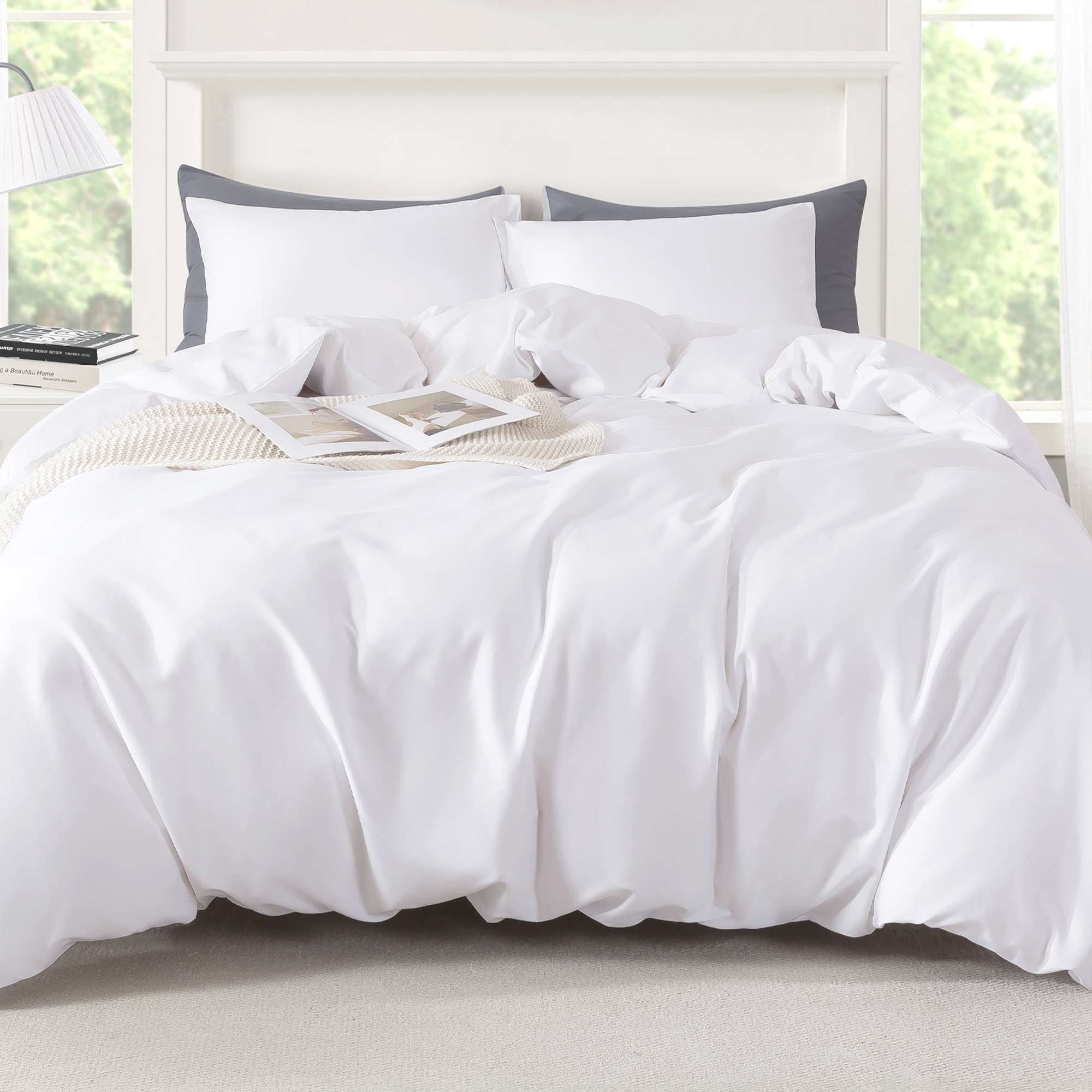 Mainstays King Duvet Cover Set, All-Season, 3-Piece, White