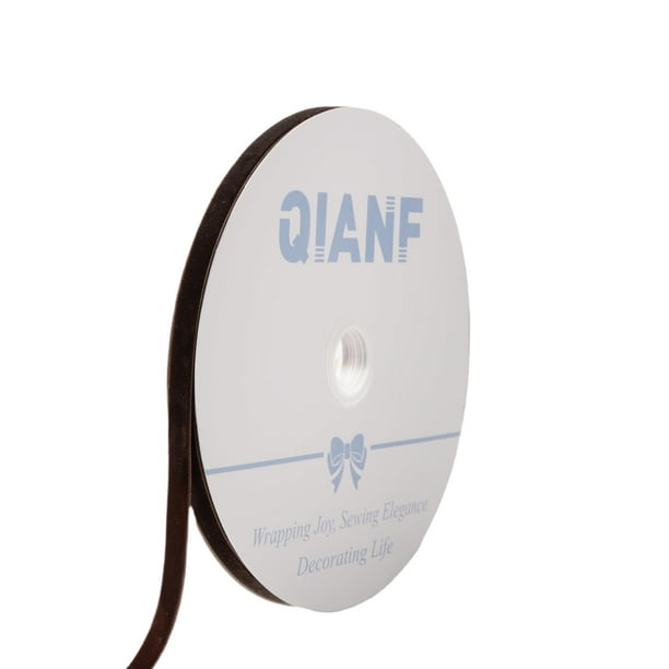 Cinta decorativa QIANF de terciopelo marrón vintage de 1 cm x 23 m