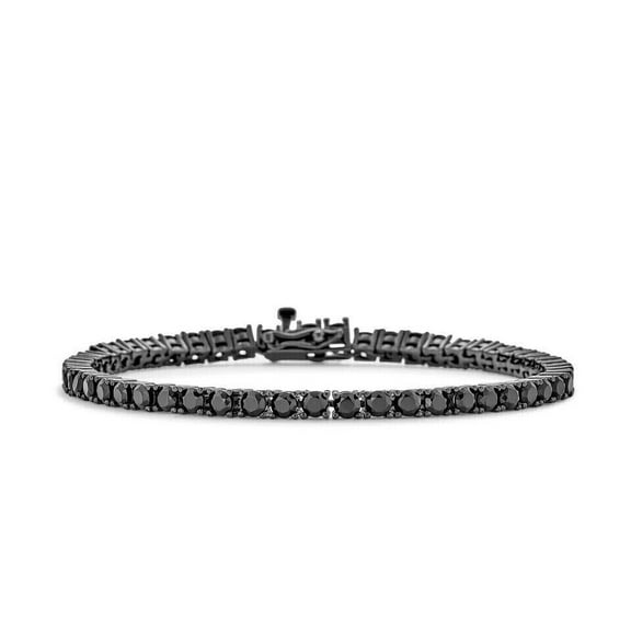 8 Ct Round Cut Lab-Created Black Diamond Tennis Bracelet 14K White Gold Plated