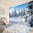 thumbnail image 2 of Winter Forest Tapestry Blue Sky Snow Mountain and Snow Covered Pine Tree Tapestry Wall Hanging Natural Landscape Tapestry Wall Hanging for Bedroom Living Room Dorm Wall Art Home Decor 80x60 inch, 2 of 7