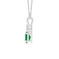 thumbnail image 2 of ANGARA Natural Oval Emerald Solitaire Pendant with Trio Diamond in 925 Sterling Silver for Women (Size-7x5mm) | May Birthstone, Anniversary, Jewelry Gift for Women | Natural Emerald Necklace, 2 of 7