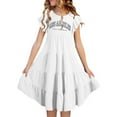 thumbnail image 1 of Girls Summer Dresses Double Layer Flutter Sleeve Flowy A Line Dress Casual Gradient Midi Dresses, 1 of 6