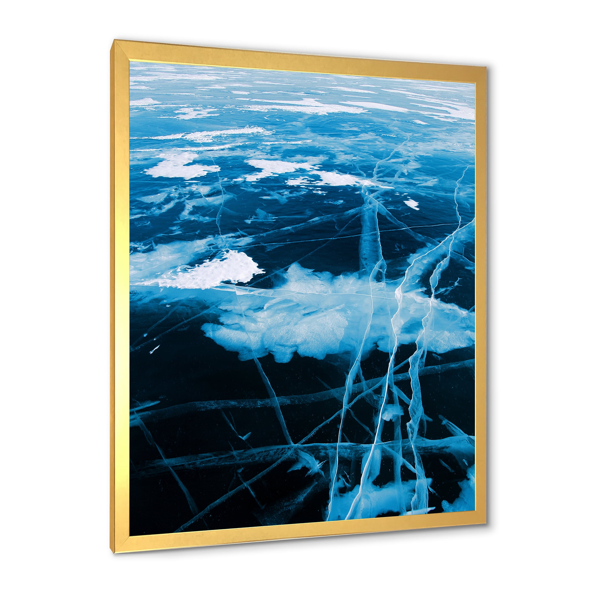 Designart 'White and Blue Ice Structure I' Modern Framed Art Print