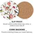 thumbnail image 6 of GZHJMY 1Pc Round Spring Birds Butterflies Peony Flowers Ceramic Coasters with Cork-Backed for Coffee Drink, Cup Mat Absorbent Stone Coasters, 6 of 6