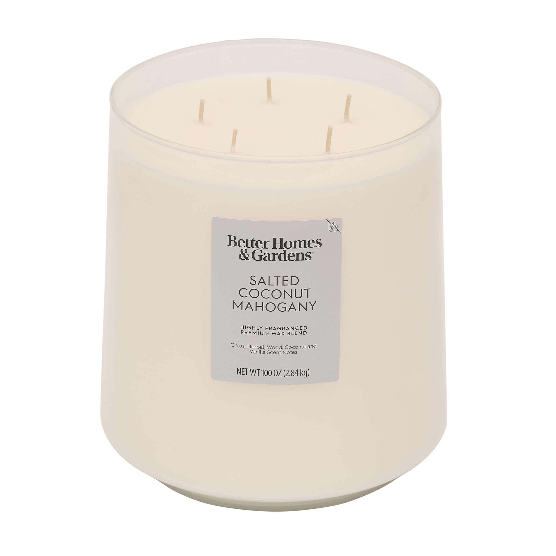 Better Homes & Gardens 5-Wick 100 oz Glass Jar Candle, Salted Coconut Mahogany