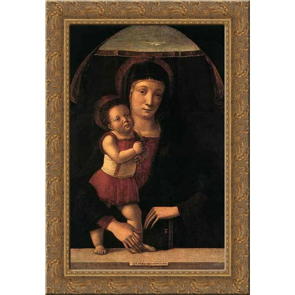 Madonna with Child 19x24 Gold Ornate Wood Framed Canvas Art by Bellini, Giovanni