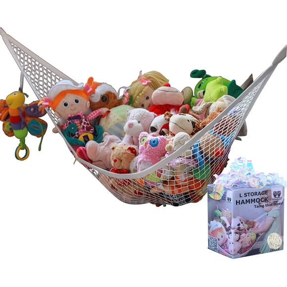 TESNN Mini Hammam de rangement de jouets hibou - organisateur d'animaux en peluche pour mur de chambre à coucher, idée de cadeau d'anniversaire ou de douche pour bébé fille/bébé garçon (blanc, gran
