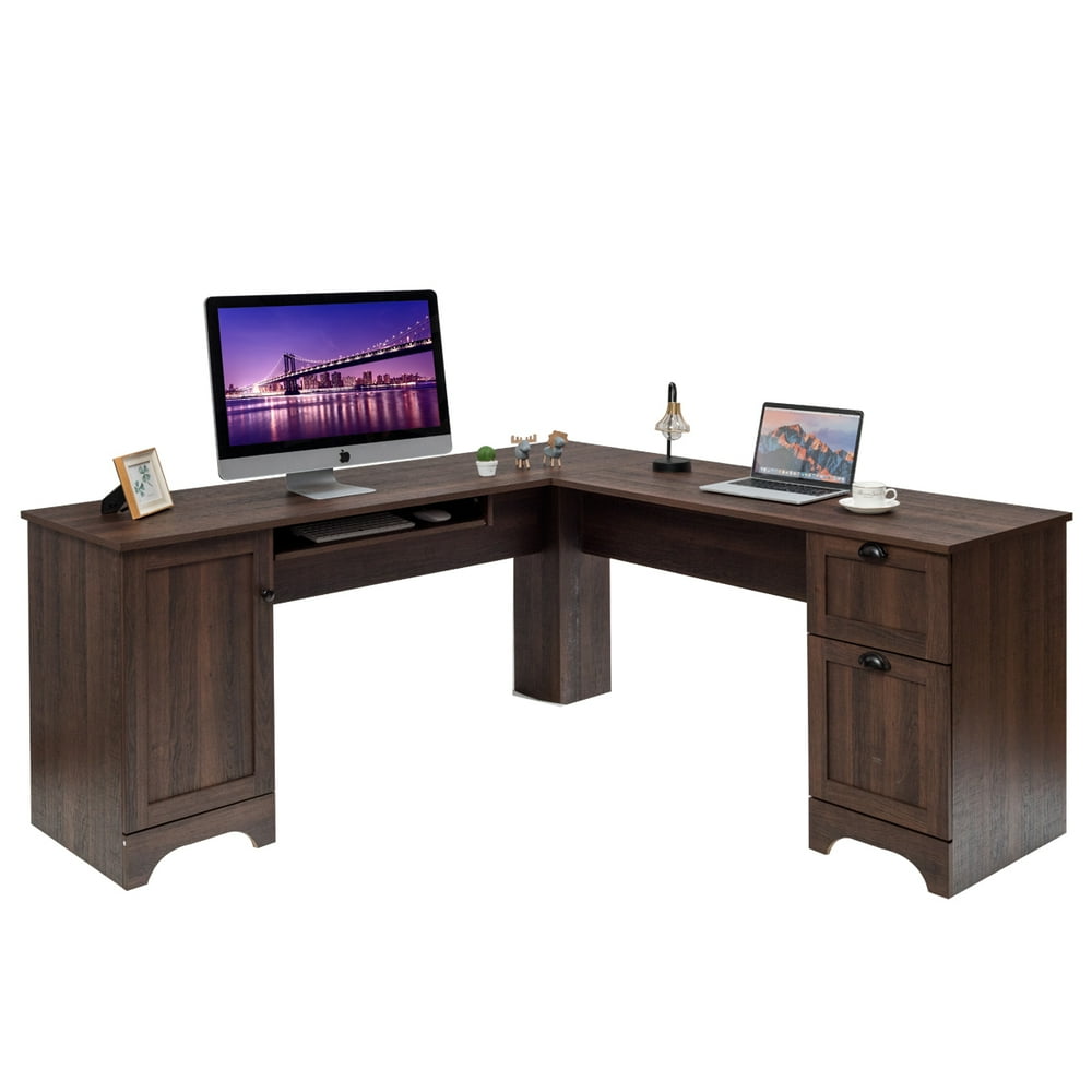 Homfa computer desk study writing table with drawers 06 picture