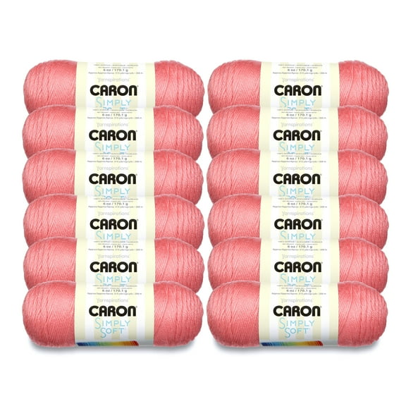 Caron® Simply Soft® Collection #4 Medium Acrylic Yarn, Strawberry 6oz/170g, 315 Yards (12 Pack)