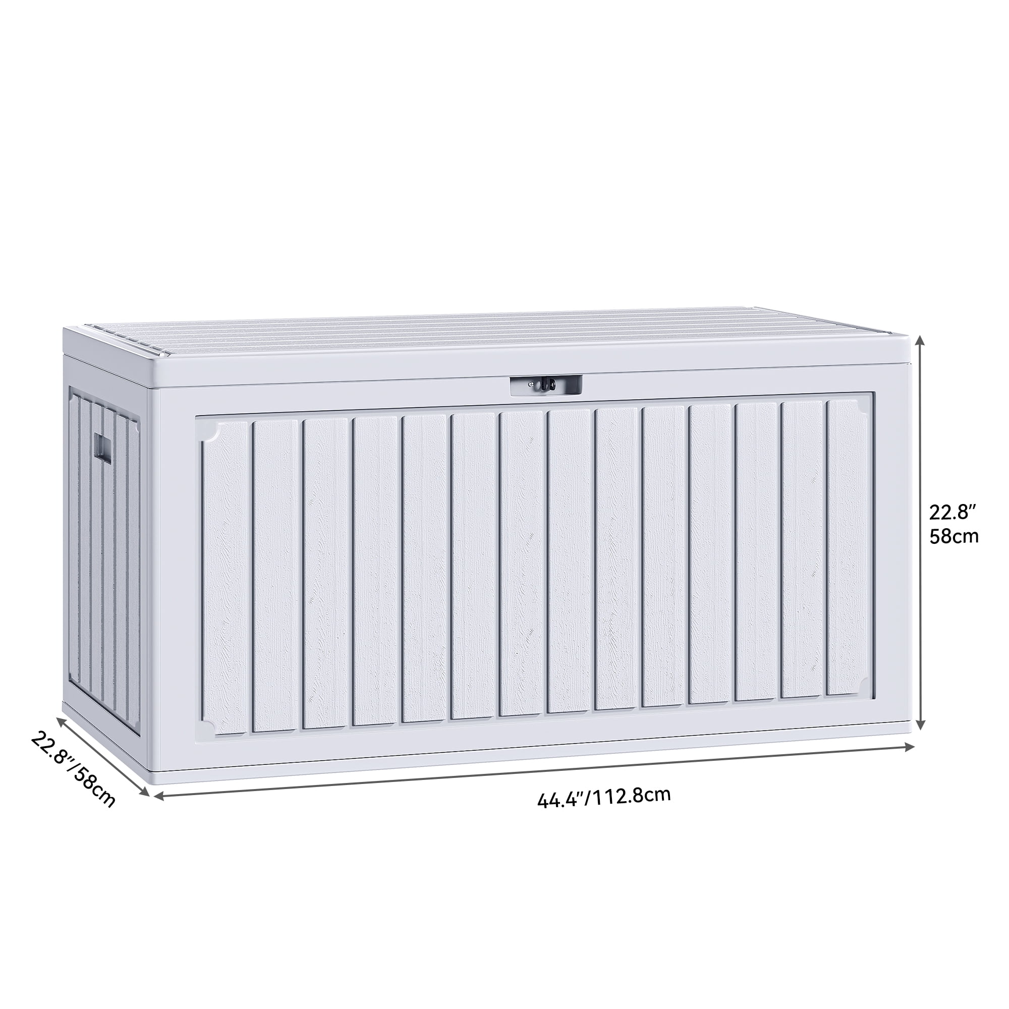 Uforic Outdoor 90 Gallon Lockable Deck Box, Double-Wall Resin Storage Box for Outdoor Patio,Lockable,‎Weatherproof,White