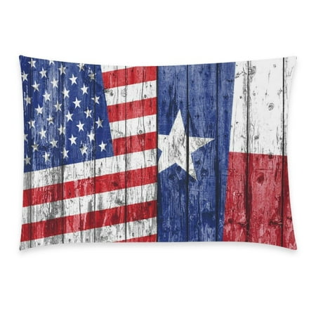 Cotton Stripes Pillow Sham (ZKGK Vintage Wooden American Flag Home Decor, Stars and Stripes Soft Cotton Pillowcase 20 x 30 Inches,Color Pillow Cover Case Shams)