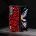 thumbnail image 3 of K-Lion for Samsung Galaxy Z Fold 5 Slim Fit Case,Fashionable Leopard Print Premium PU Leather Case Durable Anti-Scratch Shockproof Protective Non-Slip Black Edge Phone Cover,Red, 3 of 5