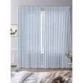 thumbnail image 4 of Blue Striped Semi Sheer Curtains 108 Inch Length 2 Panels Set, Modern Simple Farmhouse Beige Vintage Sheer Kitchen Curtain Privacy Voile Window Curtain for Living Room Bedroom Rod Pocket Drapes, 4 of 7