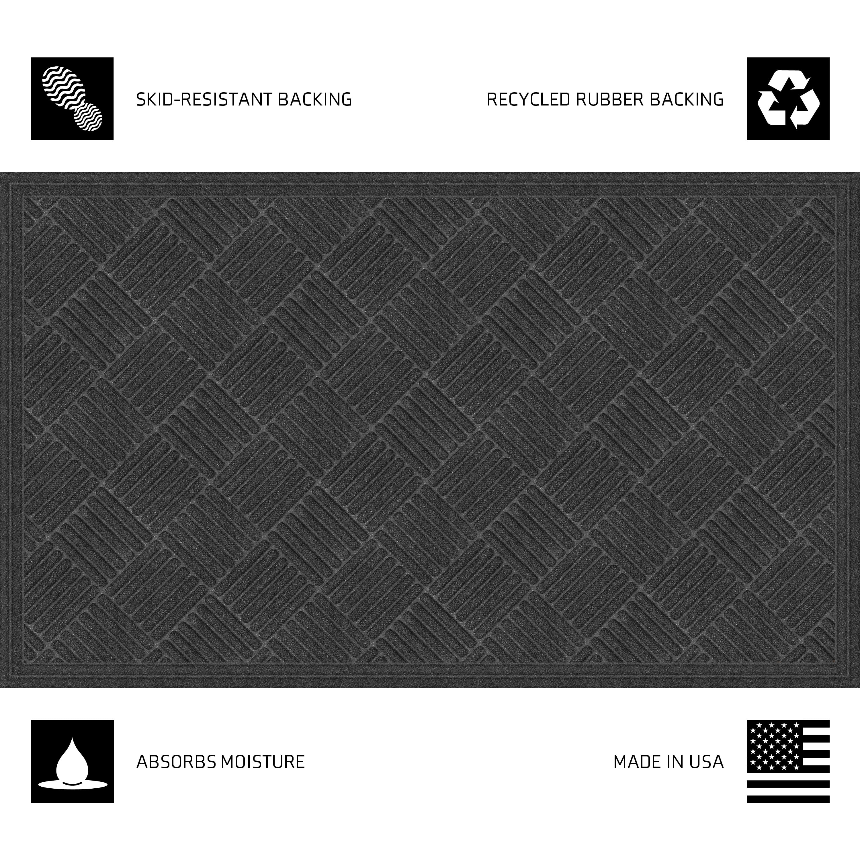 Mainstays Textures Crosshatch Polyester and Rubber Backed Doormat, 3' x 5', Onyx