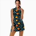 thumbnail image 2 of Dark teal oranges leafy pattern Sports Dresses Women Tennis Dress with Separate Shorts One-Piece Slim Fit Golf Dress, 2 of 4