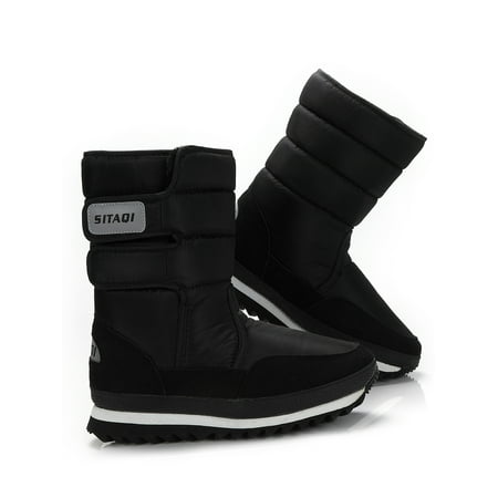 

Woobling Women Men Plush Lined Snow Ankle Boots Ladies Winter Warm Waterproof Flat Shoes Size
