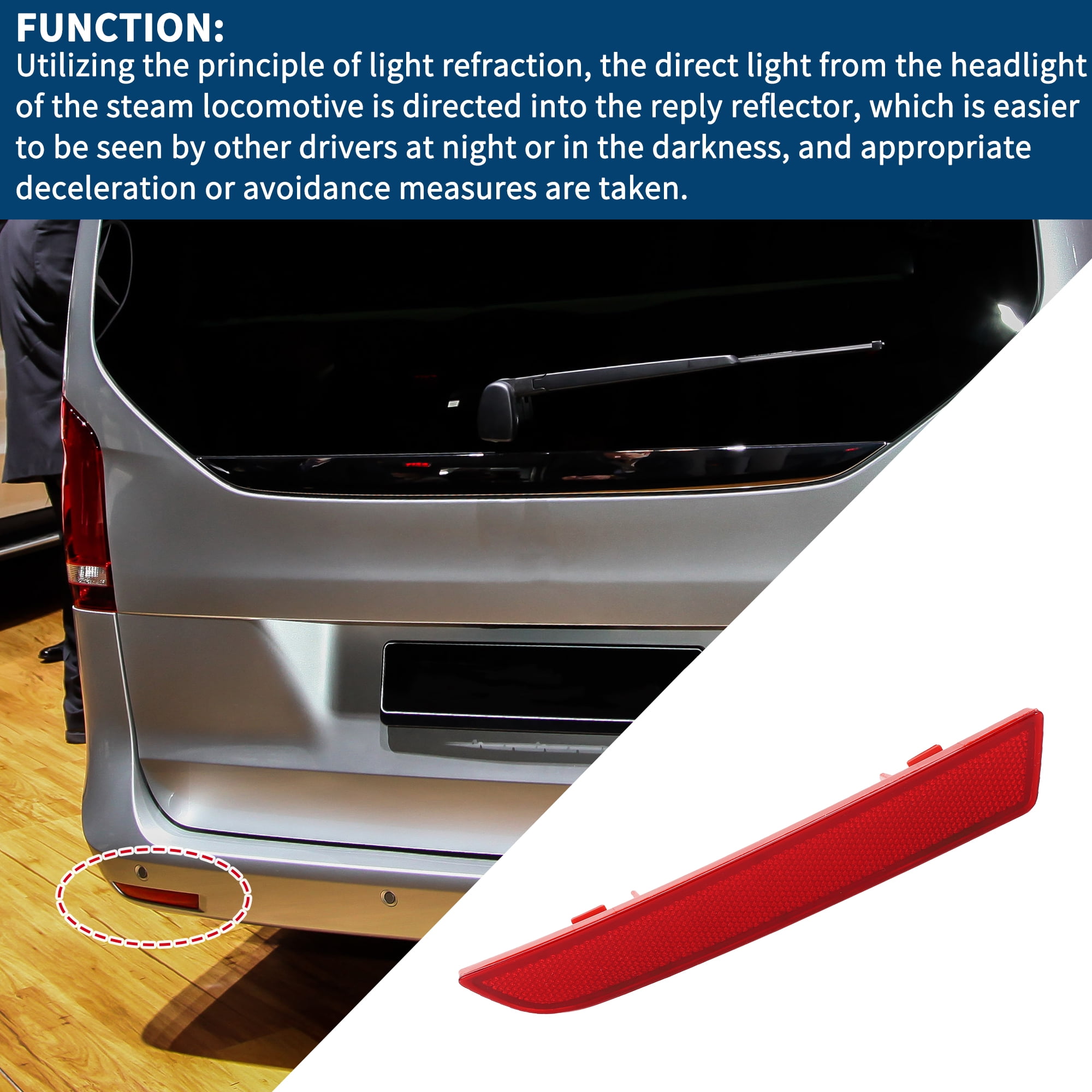 Unique Bargains Bumper Reflector for Mercedes-Benz Metris 2016-2023 Rear Left