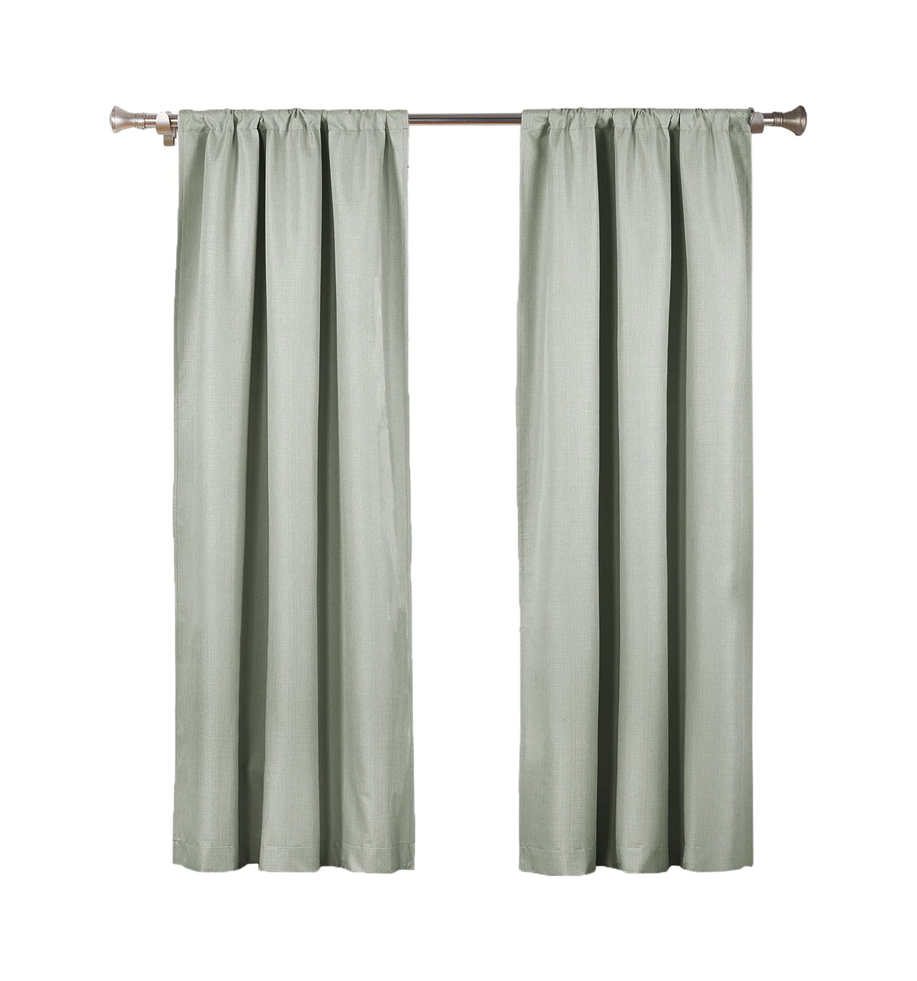 (2 pack) Ecologee Wakefield Textured 100% Blackout Rod Pocket Indoor Curtain Panel Pair, Sage, 37" W x 63" L