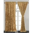 thumbnail image 2 of Chezmoi Collection Lux Caramel Gold Crushed Velvet Curtains 2 Panel Set, Room Darkening Luxury Distressed Velvet Rod Pocket Window Drapes for Living Room Bedroom 50" W x 84" L, 2 of 9