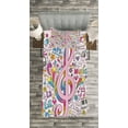 thumbnail image 3 of Ambesonne Pink Quilted Bedspread Set 2 Pcs, Music Clef Groovy Doodles, Twin Size, Multicolor, 3 of 3