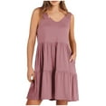 thumbnail image 2 of Fankiway Mode Femmes Été Décontracté Col en V Manches Courtes Robe Mini Taille Haute Robes de Plage Grandes Tailles Robes Femmes, 2 of 9