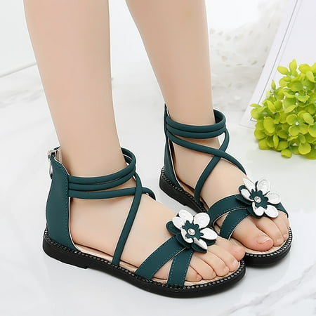

〖CFXNMZGR〗Girls Sandals Flower Sandals For Girls Baby Princess Shoes Sandals Dancing Shoes Infant Shoes Kids Single Shoes