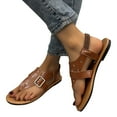 thumbnail image 4 of AXXD Brown Sandals for Women Summer New Flip-flop Flat Sandals With Low Heels, 4 of 9