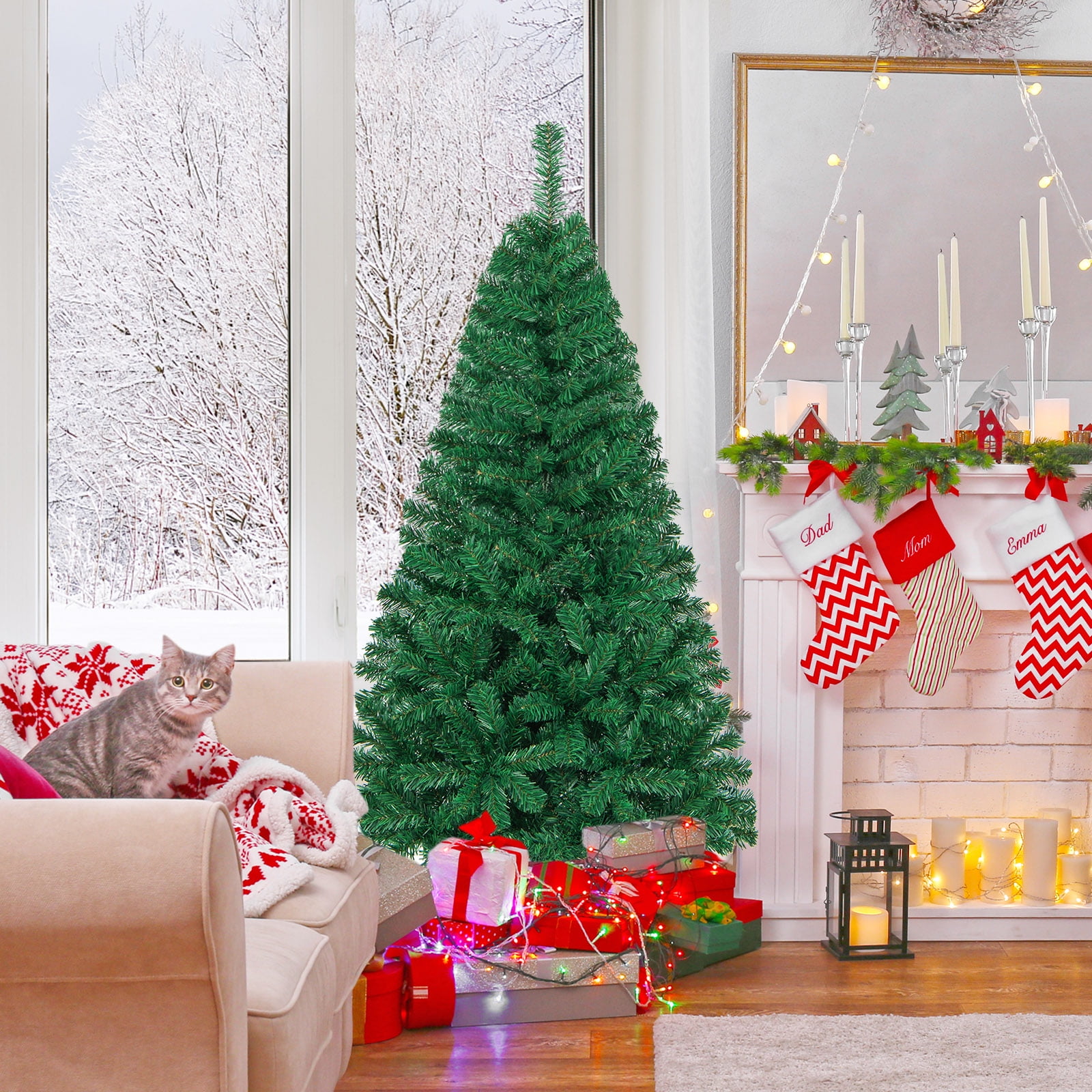 Costway 5Ft Artificial PVC Christmas Tree Stand Indoor Outdoor Green