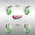 thumbnail image 2 of 5 Inch 316SS Green Polyurethane ½ Inch Threaded Stem Caster Set 2 Lock Brake SCC, 2 of 2