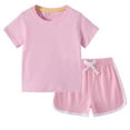 thumbnail image 2 of DAETIROS Girls Outfit Sets-Soft Cotton Solid Short Sleeve Top and Cute Play Shorts Girls Summer Clothes Pink Size 12M-10, 2 of 5