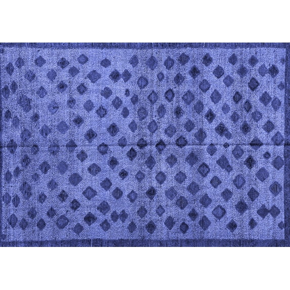 Ahgly Company Machine Washable Indoor Rectangle Abstract Blue Modern Area Rugs, 3' x 5'