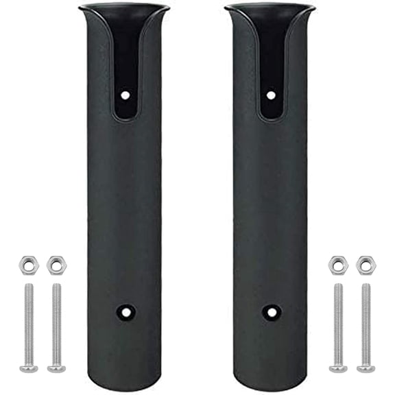 ISURE MARINE Fishing Rod Holder Bracket Wall Mounted Boat Side Mount Tool Holder Tube Links with Screws 2 Pole Tube (Black)
