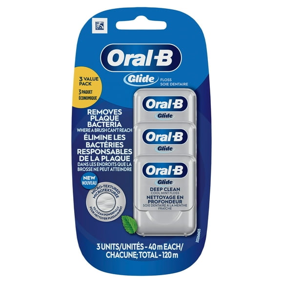 Oral-B Glide Pro-Health Deep Clean Dental Floss, Cool Mint, 40 M, 3 count