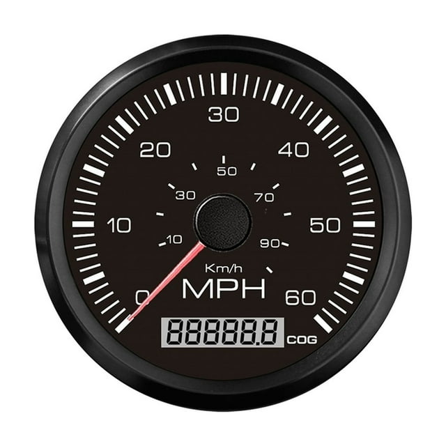 Universal 35 MPH 60 MPH 80 MPH GPS Compteur de Vitesse Direction Numérique 85mm Style Britannique Rétroéclairage Rouge Jaune pour Voiture Bateau, Compatibilité Universelle