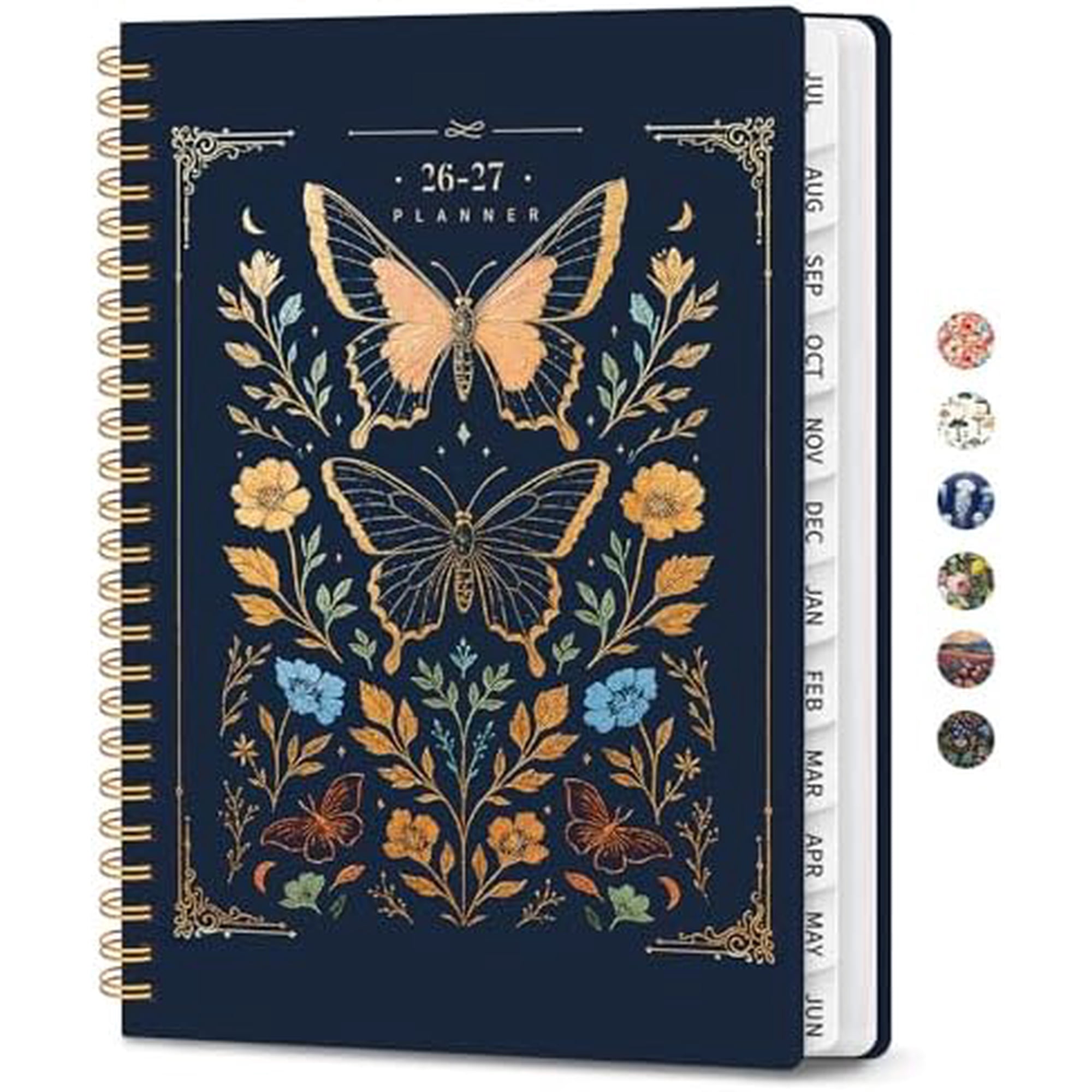 Large Planner 2026-2027 A4 (8.5 x 11 ) Hardcover Weekly & Monthly Planner July 2026 - June 2027 with Monthly Tabs Academic Planner for School Work and Office Golden Butterfly
