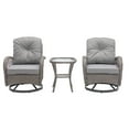 thumbnail image 3 of 3 Piece Gray Rattan Patio Furniture with 2 Rocking Chairs and Glass Table, Cushioned Patio Set, Rattan Backyard Deck Furniture Sets, 3 of 10