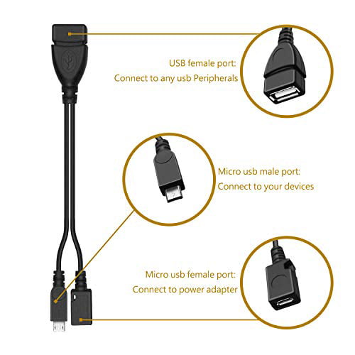 1397895 Micro USB OTG Cable with USB Power for Samsung S7 S7 Edge, S6 S6+ S6 Edge, S5, S4 & Nexus 10 7 4 Player + ALL OTHERS - Walmart.com