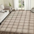 thumbnail image 2 of Washable Checkered Area Rug, Ultra Thin Soft Non Slip Geometric Rug for Living Room Bedroom, Stain Resistant Low Pile Modern Indoor Carpet, Multiple Sizes 2×6 to 10×13 ft, Black Green Camel, 2 of 7