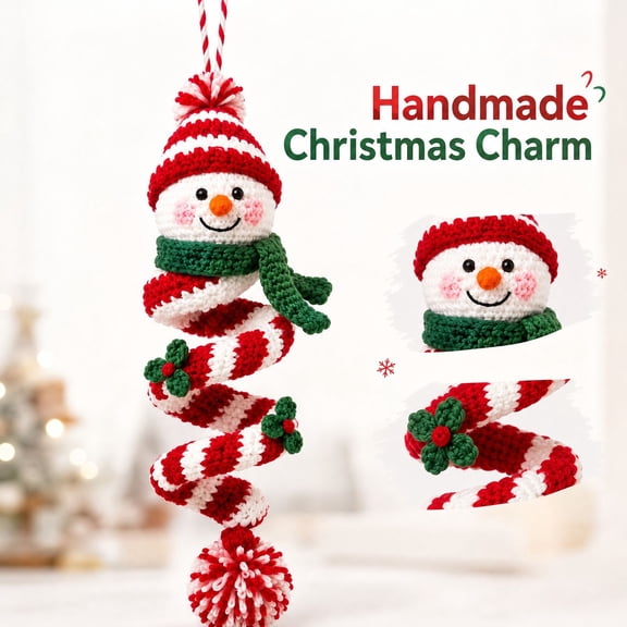Clearance!Crochet Snowman Spiral Ornament DIY Kit,Christmas crochet kit with yarn, hook, for Handmade Beginner Ornament for Window Porch Wall