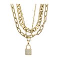 thumbnail image 4 of Folio Women's Gift Set; Gold Tone Bracelet Watch, Clear Stone Bezel with Gold Multi Layered Necklace with Lock Pendant (FMDAL1171), 4 of 5