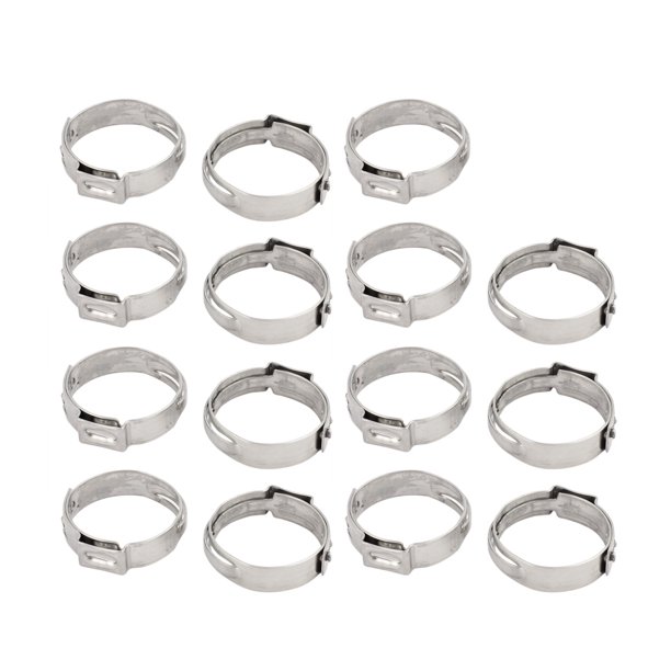 20,3mm-23,5mm Engarce Orejeta Abrazaderas de manguera de tubo de 304 Acero inoxidable ajustable tono plateado 15pcs Unique Bargains abrazaderas de manguera de engranaje helicoidal estándar