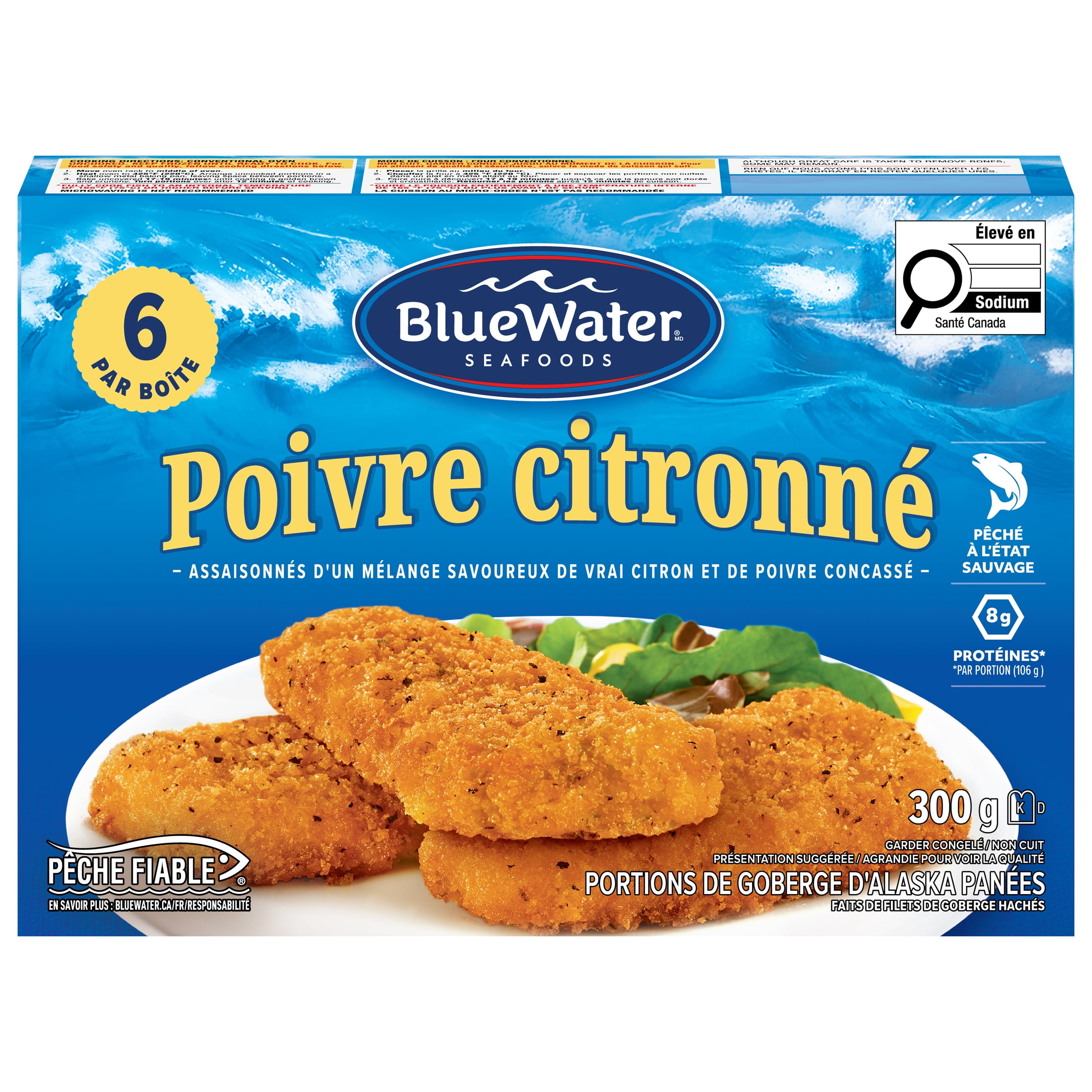 BlueWater Seafoods Lemon Pepper Artisan Fish Portions, Wild Caught Pollock