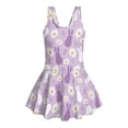 thumbnail image 4 of COEQINE Swim Dress for Girls with Built-in Liner & Flowy Skirt, Scoop U-Neck V-Back Playful Tankini Style Swimsuit for 5-6 Year Olds, Polyester Spandex Blend, Easter Bunny Daisy Violet, 4 of 8