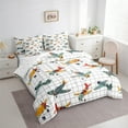 thumbnail image 3 of Manfei Orange Green Airplane Twin Bedding Sets 7pcs, Gray Plaid Bedding Comforter Set, Aircraft Transportation Theme Sheet Sets, Luxury Bedroom Decor, 3 of 8