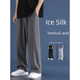 thumbnail image 1 of Pantalones de seda de hielo de verano para hombre, pantalones largos informales holgados y transpirables con cilindro recto, pantalones deportivos de moda, 1 of 5